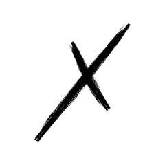 X mark cross. Trendy textured element. Simple vector form isolated on white background.	