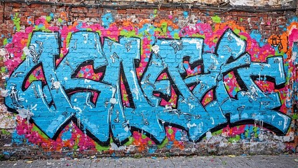 Fototapeta premium Urban graffiti art on brick wall