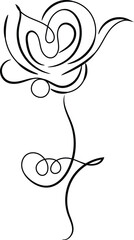 Elegant Single Line Drawing of a Stylized Flower