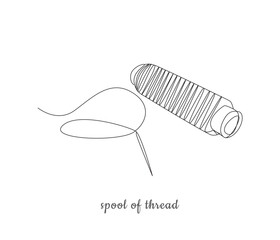 Continuous one line drawing of needle and thread