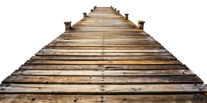 Rustic wooden dock path isolated on a white background png