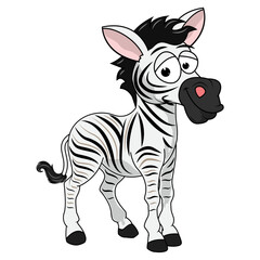 Cartoon Illustration of a Playful Zebra