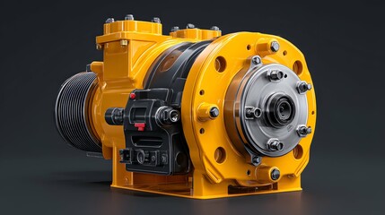 Vivid hydraulic pump decal mockup highlighting intricate industrial textures for branding and style.