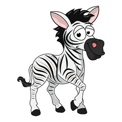 Cartoon Illustration of a Playful Zebra
