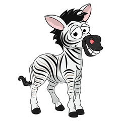 Cartoon Illustration of a Playful Zebra