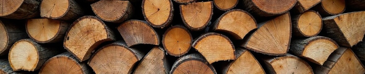 Naklejka premium A rustic pile of seasoned firewood, ready for a cozy fire Perfect for autumnal, winter, or nature themes Various sizes and types of wood are stacked neatly , maple, autumn, stack