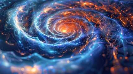 Colorful swirling galaxy with vibrant cosmic energy
