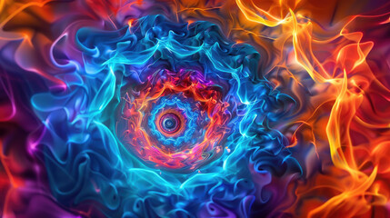 Colorful swirling vortex of vibrant light patterns