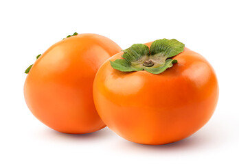 Two Persimmon fruit isolated on white background. 