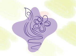 Elegant Minimalist Line Art Flower with Blue Circles