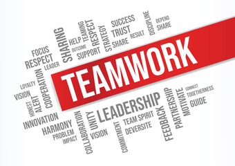 teamwork word cloud - vector 