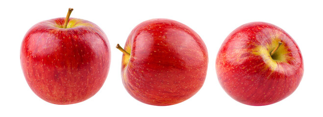 Collection of red apple isolated on white.