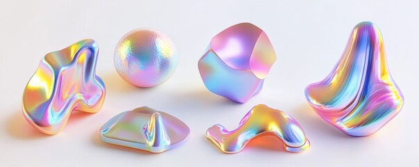 Fototapeta premium Abstract iridescent shapes