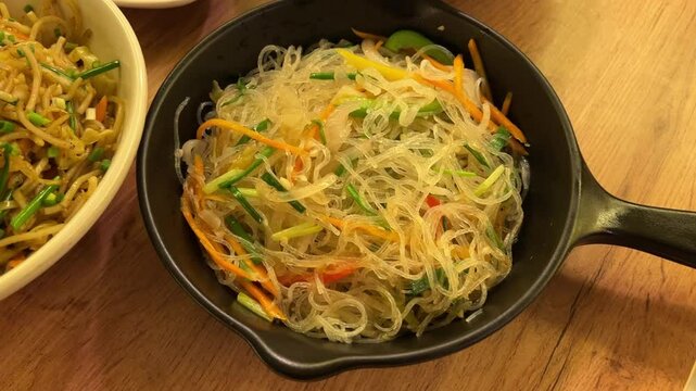 Fing noodles prepared in a restaurant in Kolkata
