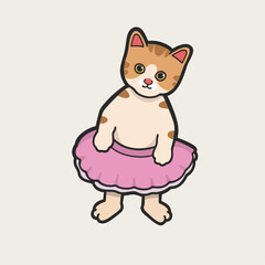 Ballerina Cappuccina Cat Meme Sticker T-shirt Vector Cute Illustration