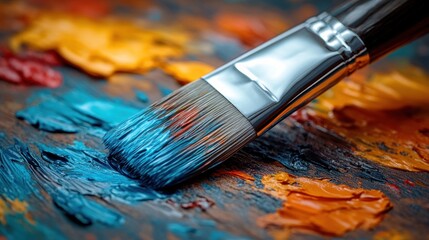 Fototapeta premium Colorful paintbrush over palette