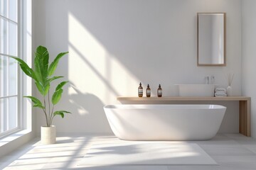Fototapeta premium Modern bathroom interior design on white background