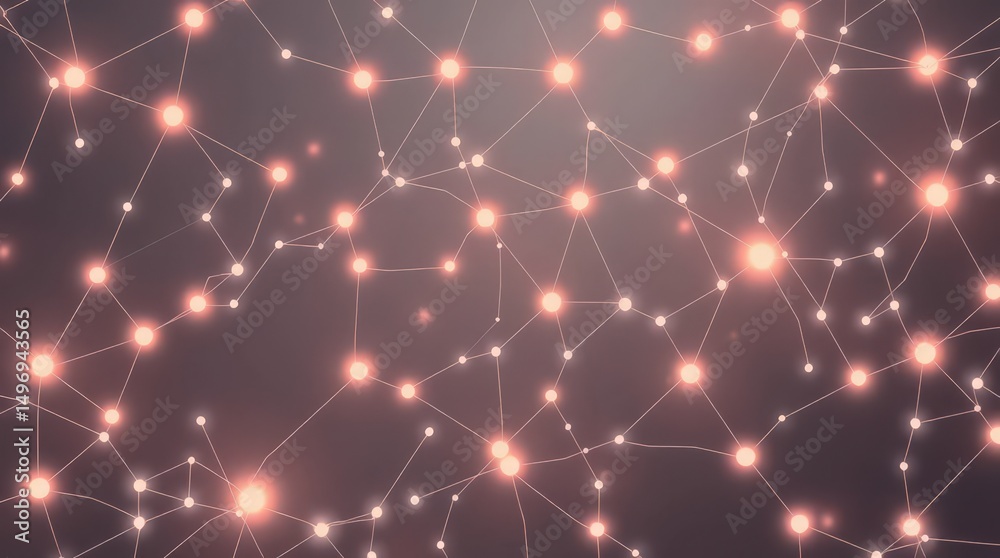 Leinwandbilder abstract network visualization showing interconnected nodes and glowing points in a soft gradient ba