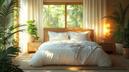 Cozy tropical bedroom interior design