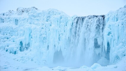 Frozen waterfall cascade