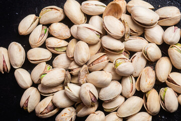 Pile of fresh and tasty pistachios