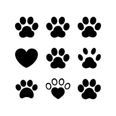 Pet paw editable stroke outline icon isolated on white background flat.Pet paw editable stroke. footprints Pet paw, Heart with pet paw print dog cat icon, vector illustration. paws prints dog. 