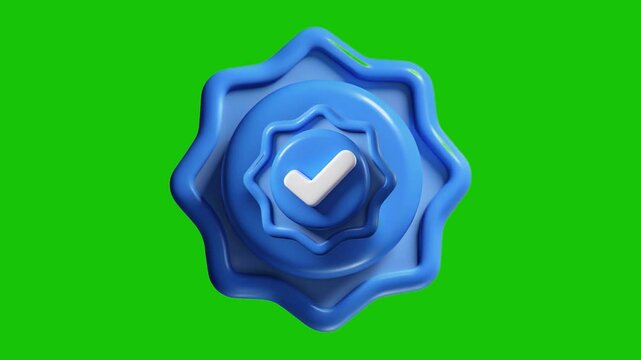 Blue verified badge on a green screen background