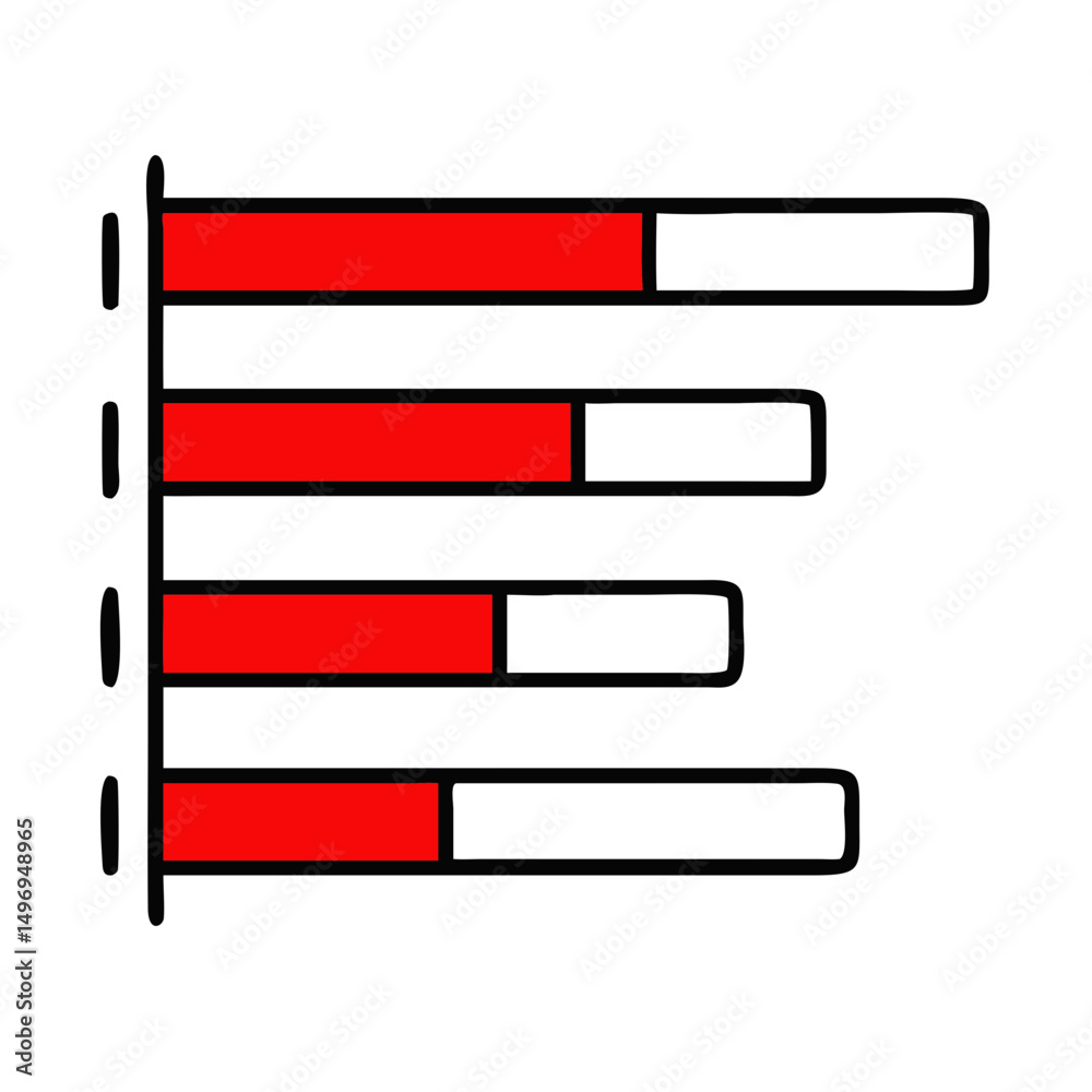 Poster horizontal bar chart with red sections representing data values