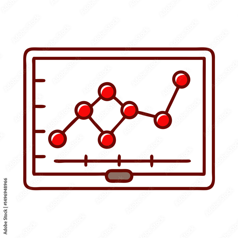 Poster interactive graph illustration with red data points on screen