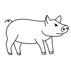 vector illustration of cartoon pig