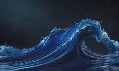 Deep blue liquid background, dynamic abstract wave texture , sea, water