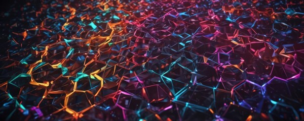 Interwoven colorful polygons symbolizing digital interactions ,  illustration,  gradient