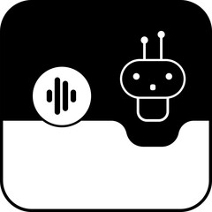 Stylized chatbot illustration showing speech communication with waveform bubble. Vector format in square layout (1:1), ideal for app icons, UI widgets, mobile interfaces, or digital education tools. C