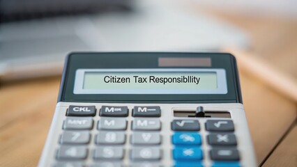 Obraz premium Citizen Tax Responsibility concept. Calculator displaying 