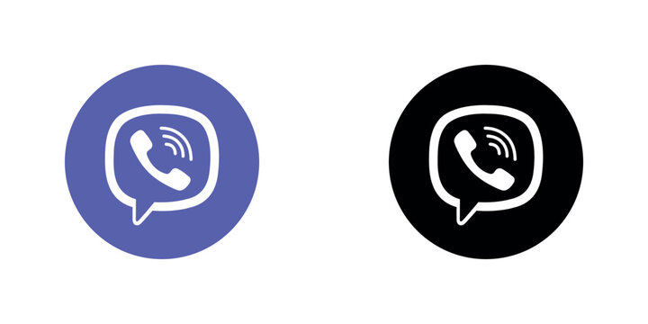 Viber Color and Black Circle Logo Vector, Viber App Icon, Editable SVG, PNG, Transparent Background, Premium Social Media Design for Digital Download
