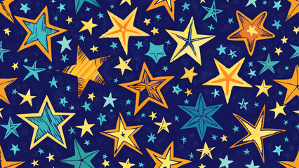 Fototapeta premium vector of seamless pattern with stars. Hand drawn stars texture. Night starry sky