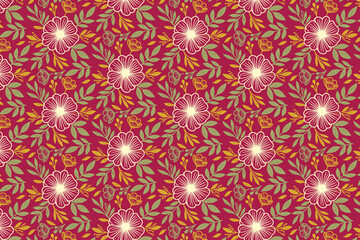 cotton sketch pattern, seamless line floral, outline motif idea, hand drawn layout concept, fashion textile design, modern bloom print, minimal style

