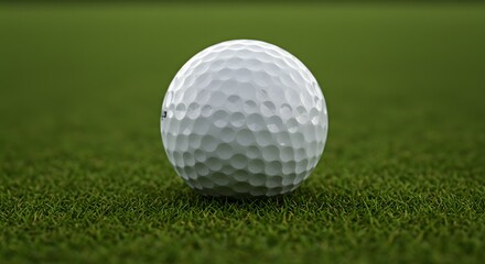 Obraz premium Close-up of a Golf Ball Resting on a Lush Green Putting Green, Ready for the Next Shot in a Golf Game