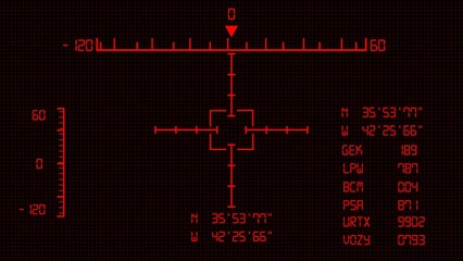 HUD target aims control panel or aim radar digital screen.