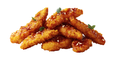 [Transparent Background PNG]Crispy Honey Garlic Chicken Strips
