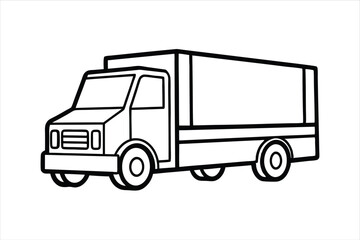 Logistic Vehicle Icon in Vector Line Art – Lorry Truck Outline
