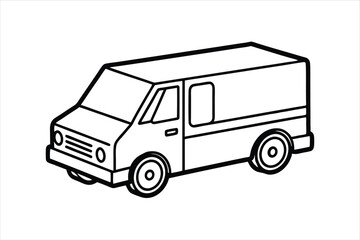 Line Art Courier Vehicle Icon for Transport and Delivery Themes