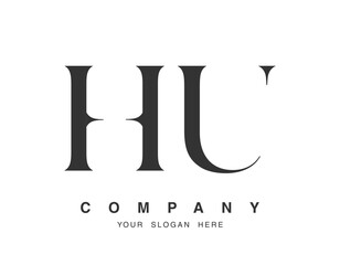 HU logo design. Initial letter h and u serif font style. Creative classic company name typography. Trendy logotype or identity.