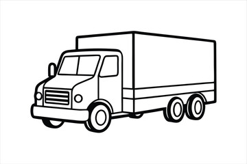 Lorry Truck Vector Line Art Icon for Transportation and Logistics Design