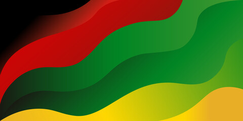 Juneteenth abstract color wave background. Abstract wavy banner in red, green, yellow, and black. Symbolic Juneteenth colors representing freedom and African-American heritage. Vector illustration