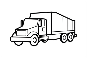 Vector Illustration of Lorry Truck in Simple Line Art Style