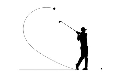 Dynamic Golf Swing Silhouette Mastering the Perfect Drive, Powerful Shot, Golfing Technique, Golf Player in Action, Sports Illustration