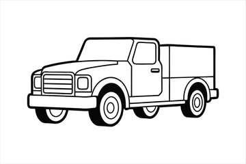 Obraz premium Vehicle Icon of a Truck in Clean Minimal Line Drawing Style