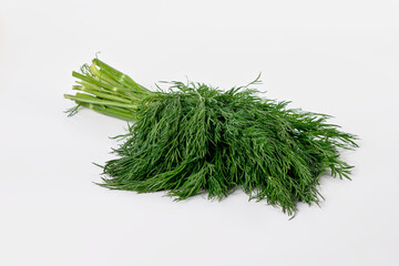 bunch fresh green dill isolated on white background.