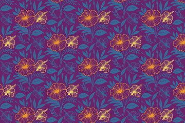 seamless flower sketch, hand drawn bloom, cotton line art, outline motif layout, modern textile design, fashion pattern style, minimal repeat print

